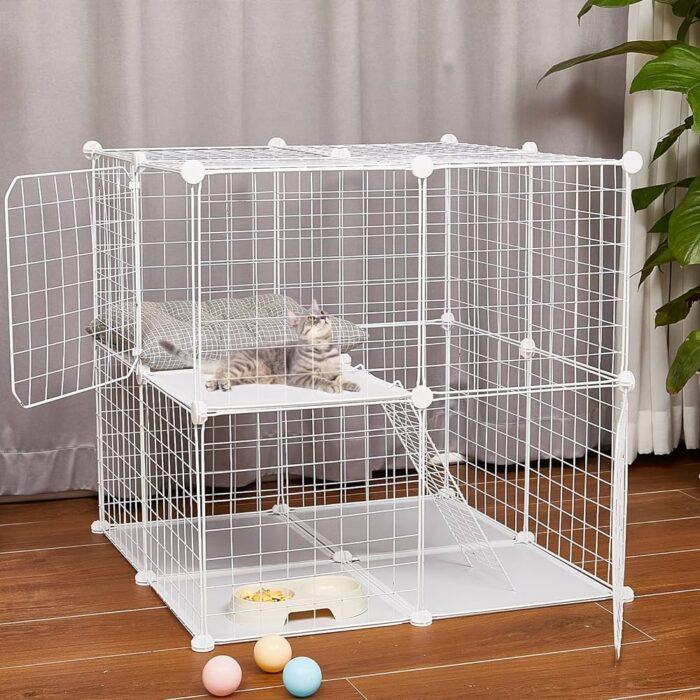 STILLCOVE Cat Cage 2 Tier Small Animal Cages with 2 Large Drawers